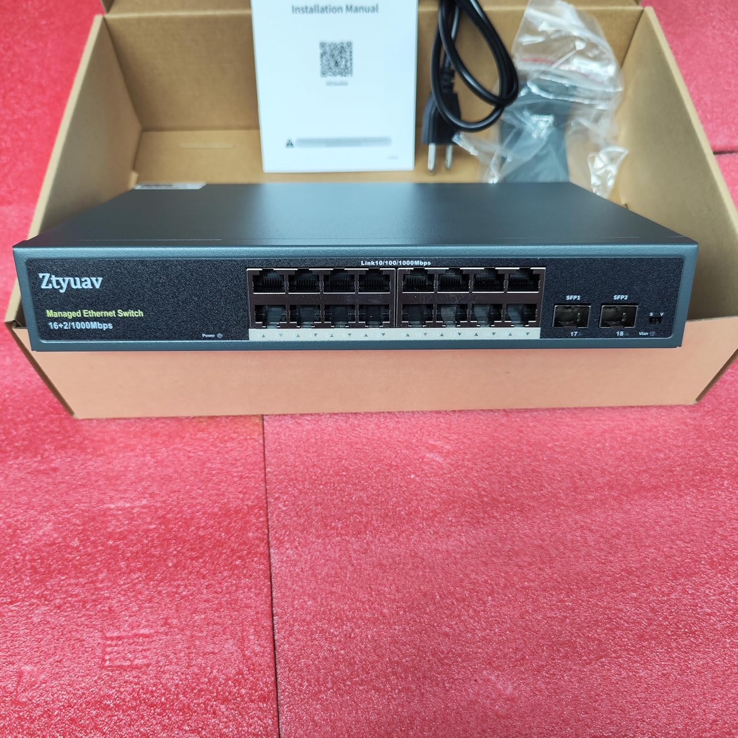 18-Port Full Gigabit Easy Web Managed Cloud-Management Ethernet Switch-16 Ethernet Ports & 2 SFP+ Ports, VLAN/QoS/IGMP/LAG/TELNET/CLI Supported, Plug & Play Fanless Metal Design