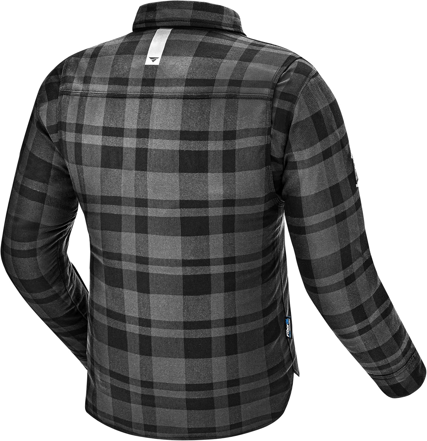 SHIMA RENEGADE MEN 2 Motorcycle Shirt for Men - Armored Plaid Biker Flannel Jacket with FiberQL - Aramid and Cooling layer, CE Back, Shoulder, Elbow Protectors, Zipper and Snap Closure (Black, M)