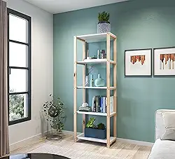 Estante para Livros e Decoração em Madeira com 5 Prateleiras em Mdp