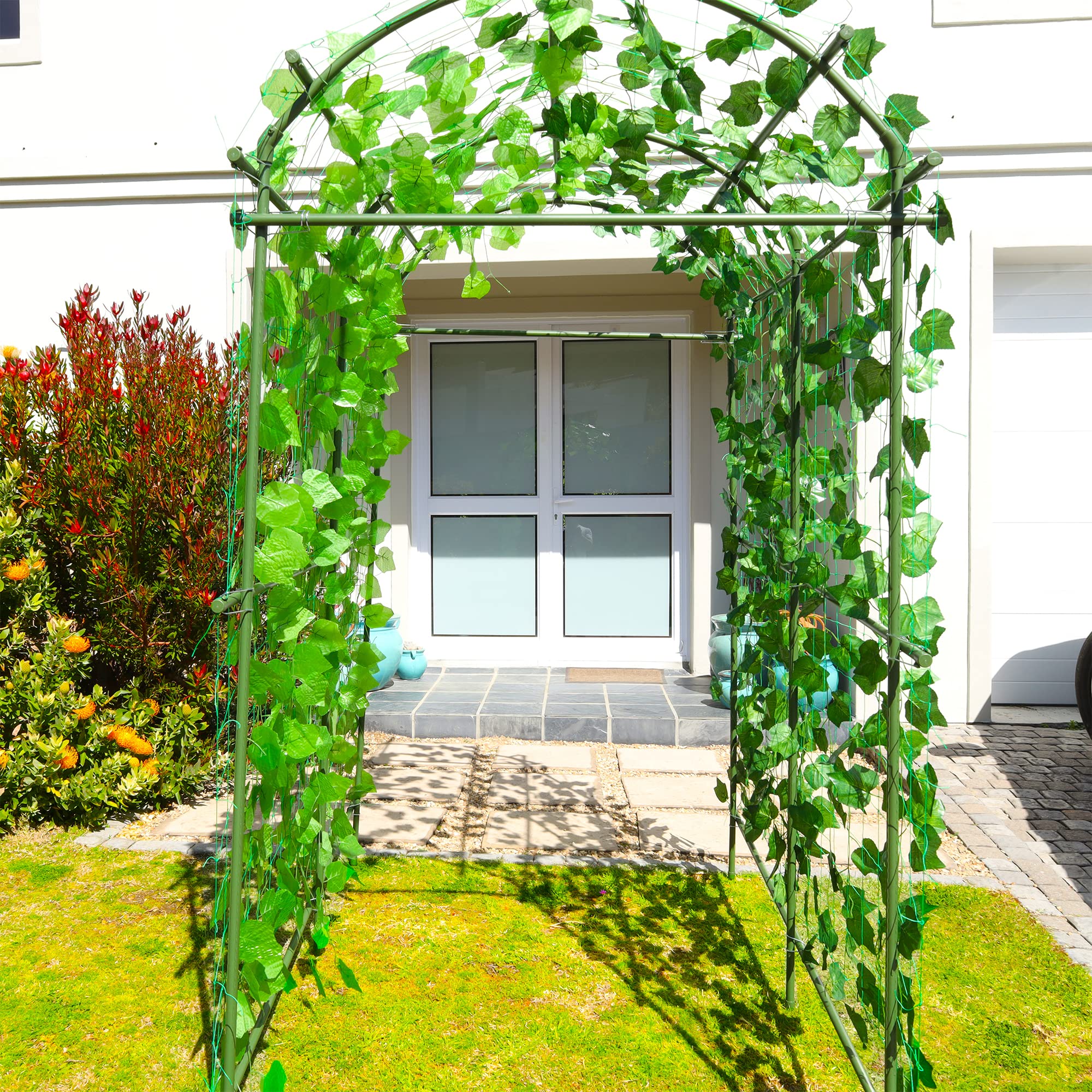 Gartengitter-Tunnel Für Kletterpflanzen – 180x203 Cm, Stahl Mit PE-Beschichtung, Für Gurken, Wein, Kürbis