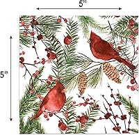 Vista 2 de Gift Boutique - 100 Servilletas de Cóctel de Navidad Cardinal para Bebidas de 3 Capas Desechables de Papel, Servilletas Decorativas Elegantes