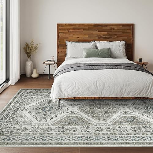 Miniatura 6 de Rugland Alfombras de 6 x 9 pies, resistentes a las manchas, alfombras antideslizantes para sala de estar, alfombras tribales vintage (6 x 9 pies,