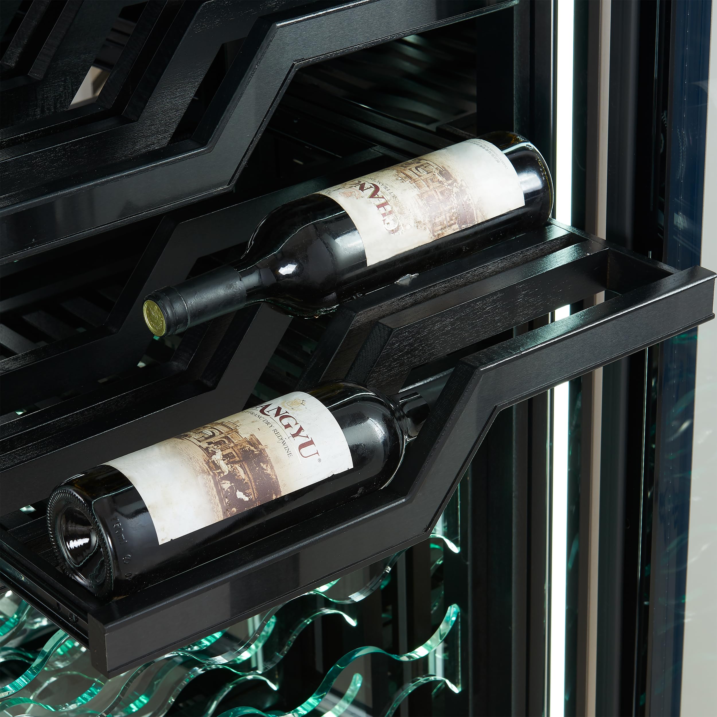 Forno Abruzzo 48" Dual Zone Wine Cellar, 102 Bottle Capacity, 24 Cu. Ft. Built-In Or Freestanding Refrigerator W/Green Acrylic Holders, Black Shelves & Digital Temperature Control - Stainless Steel on Fridge.com - View 4