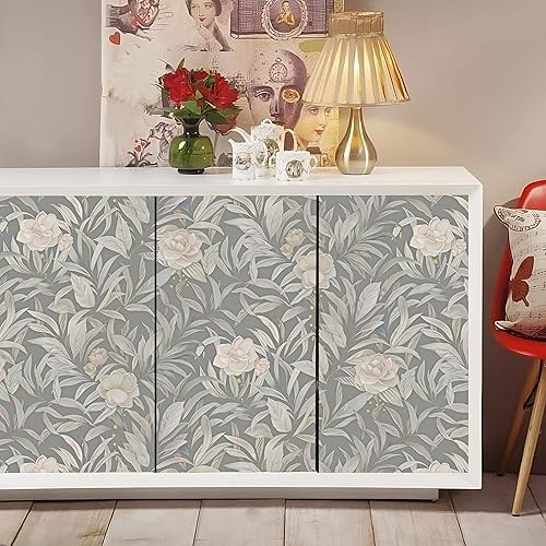 Miniatura 9 de CiCiwind Papel tapiz de 17.3 x 393.7 pulgadas para dormitorio, papel tapiz verde y dorado, extraíble, autoadhesivo, floral, papel tapiz bohemio