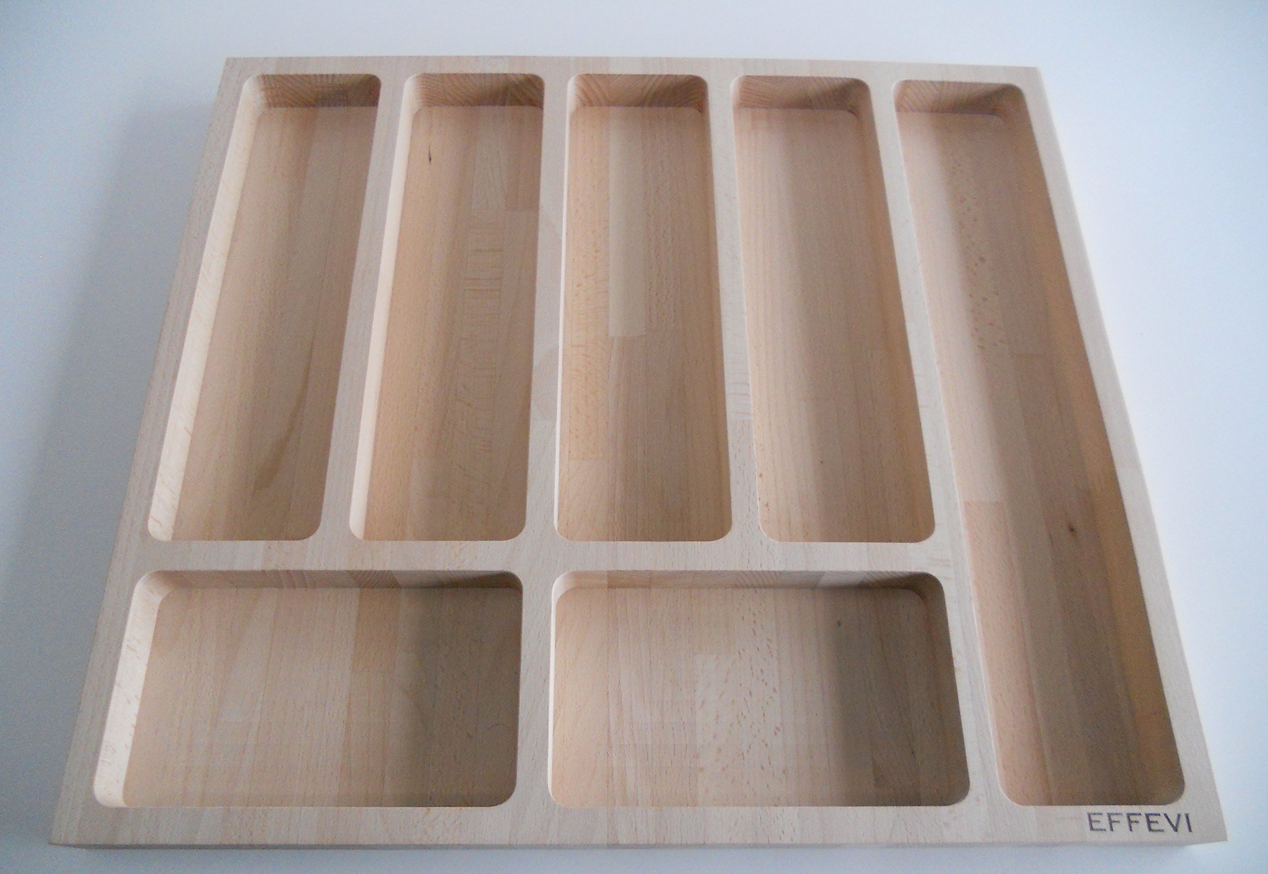 Range-couverts en bois noble de hêtre d'Italie au design haut de gamme 7 compartiments