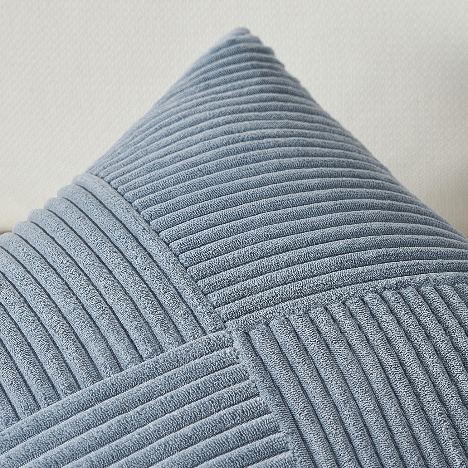 Topfinel 22x22 inches Dustyblue Euro Pillow Shams Set of 2 Corduroy Decorative Throw Pillow Covers for Bedroom Living Room, Windmill Textured Striped Patchwork Couch Pillow Covers 55x55 cm