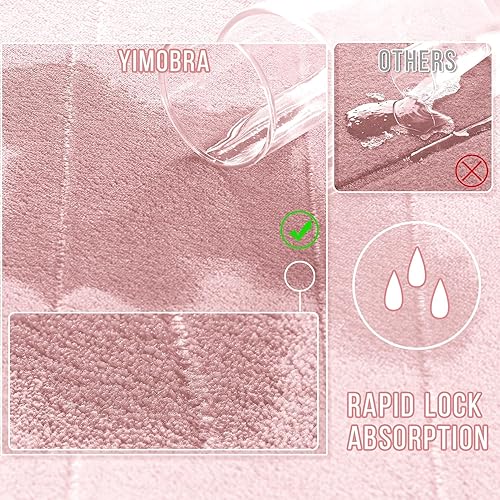Miniatura 4 de Yimobra Tapete de baño de espuma viscoelástica, 24 x 17 pulgadas, cómodo, suave, antideslizante, súper absorbente, de secado rápido, para suelo