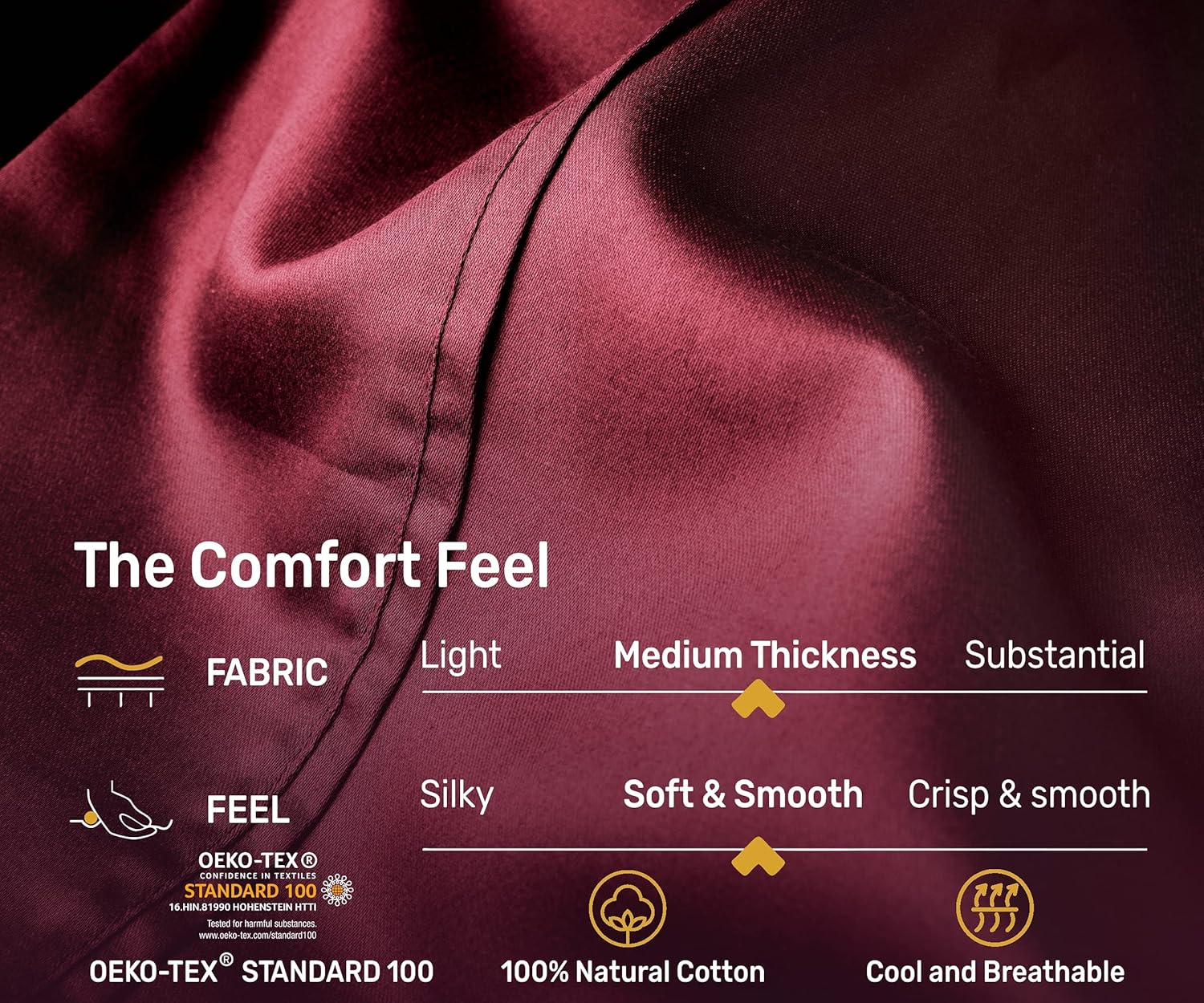 6-Piece King Size Sheet Set, Soft 100% Cotton Sheets, 400 Thread Count Sateen, Deep Pocket Cooling Sheets, Includes 4 Pillowcases (King, Burgundy Red) : Home & Kitchen
