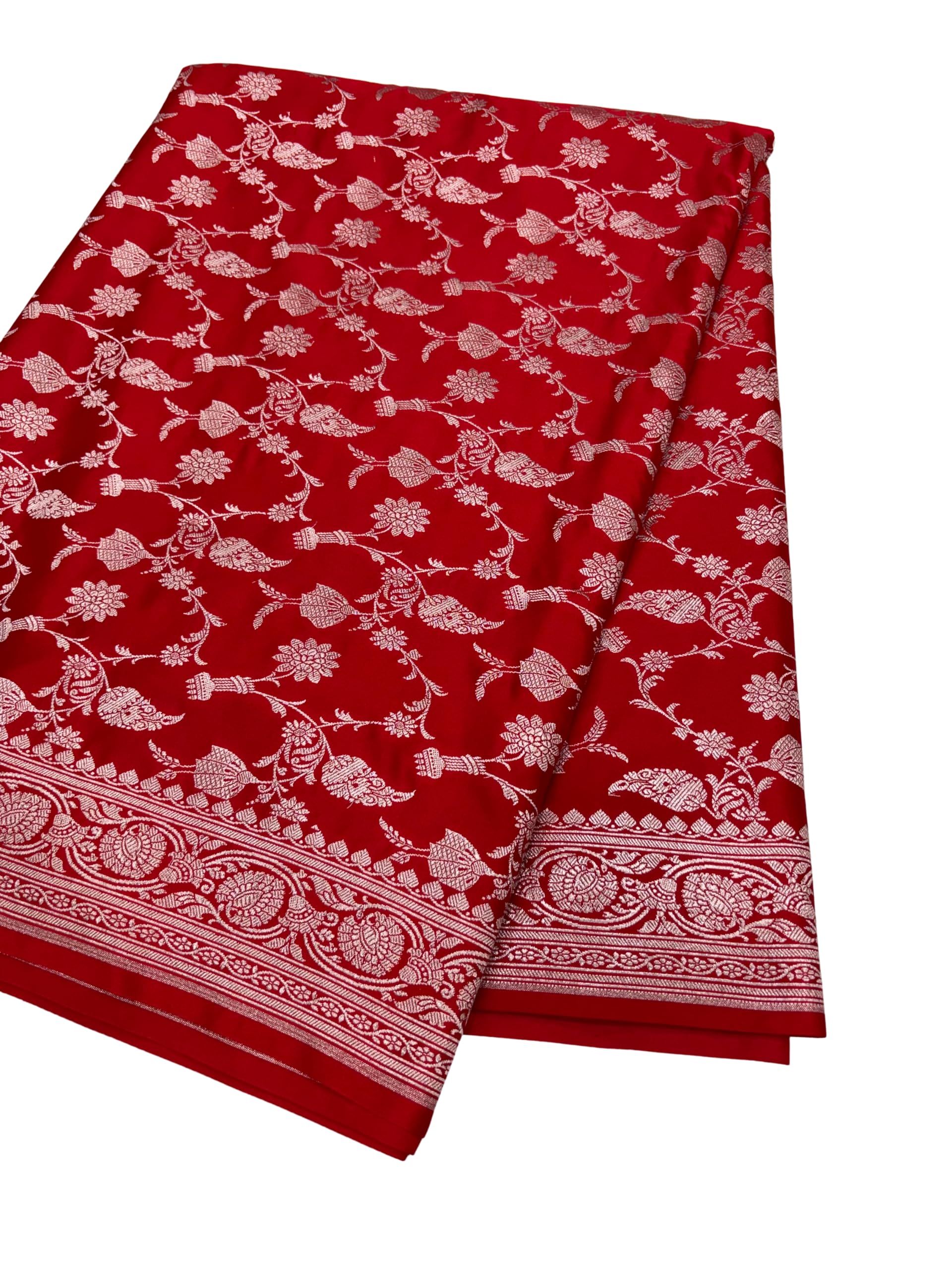 Banarasi Mashru Silk Saree Rose Red Shade-image-49
