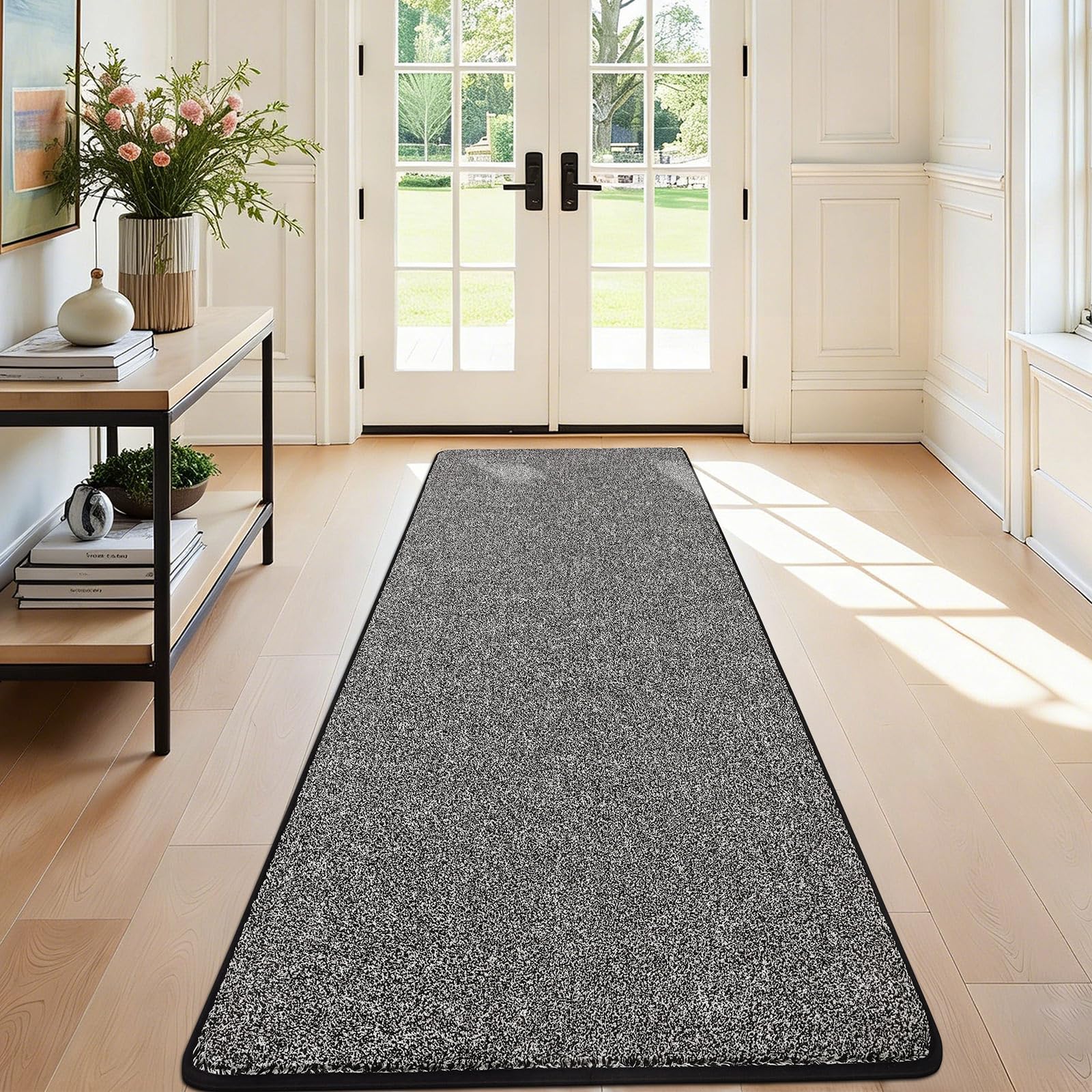 SHACOS Hallway Runner Rug Black 80x200cm Heavy Duty Carpet Runners for Hallways Non Slip Rubber Backed Hall Floor Runner for Entryway Washable Long Narrow Rug for Hallway Kitchen โ image 1