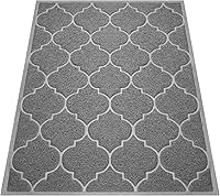 Cosyearn Jumbo 46x35 Grey Door Mat - Waterproof Non-Slip Welcome Mat for Entryway, Garage, High Traffic Areas - Indoor Outdoor Easy Clean