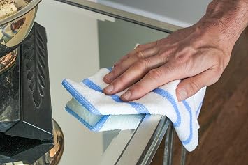 VIKING Bulk Edgeless Microfiber Cleaning Cloths, White and Blue Stripe, 50 Pack
