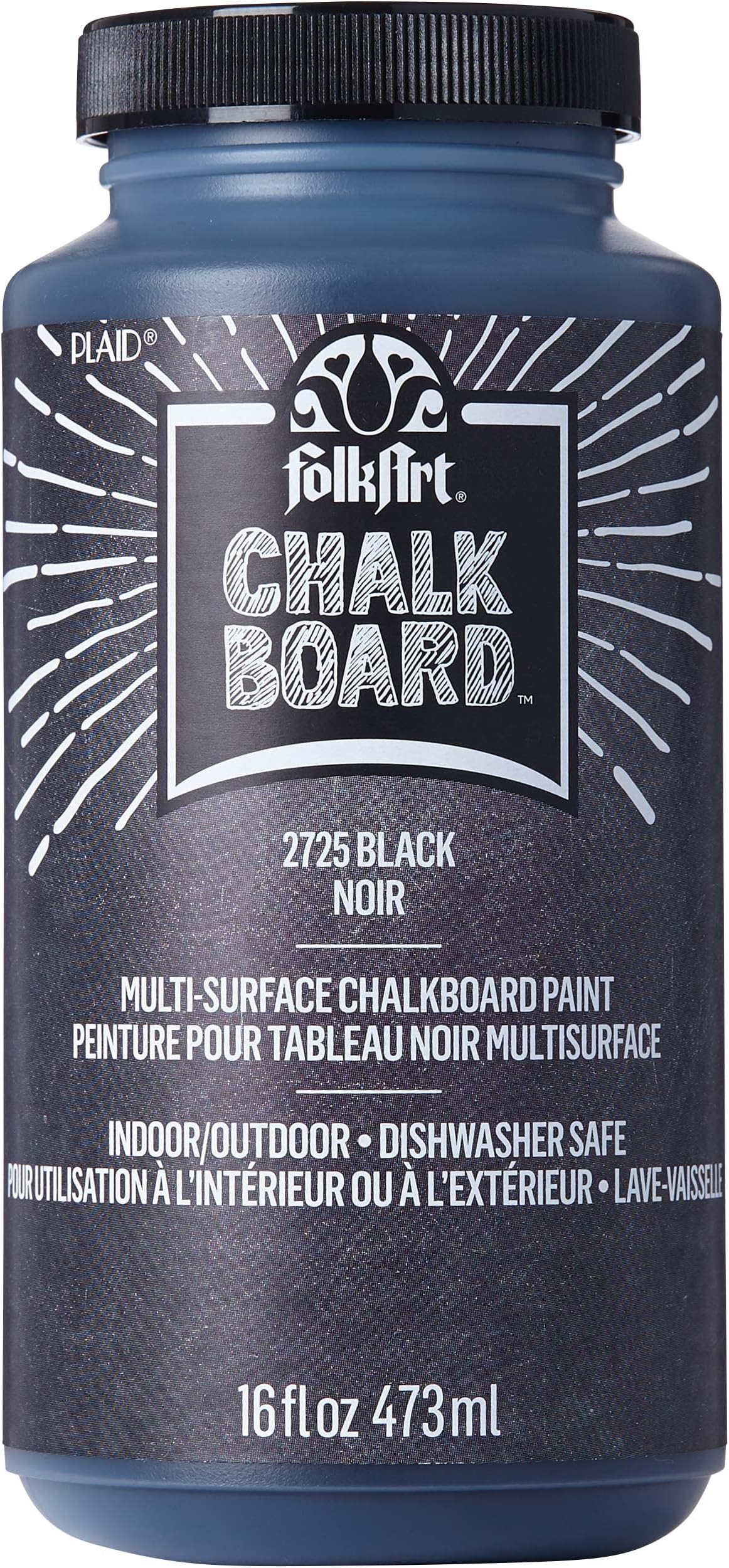 FA2725 Multi-Surface Chalkboard Paint (16 Ounce), 2725 Black