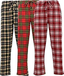 Men's 3 Pack Cotton Flannel Fleece Brush Pajama Sleep & Lounge Pants