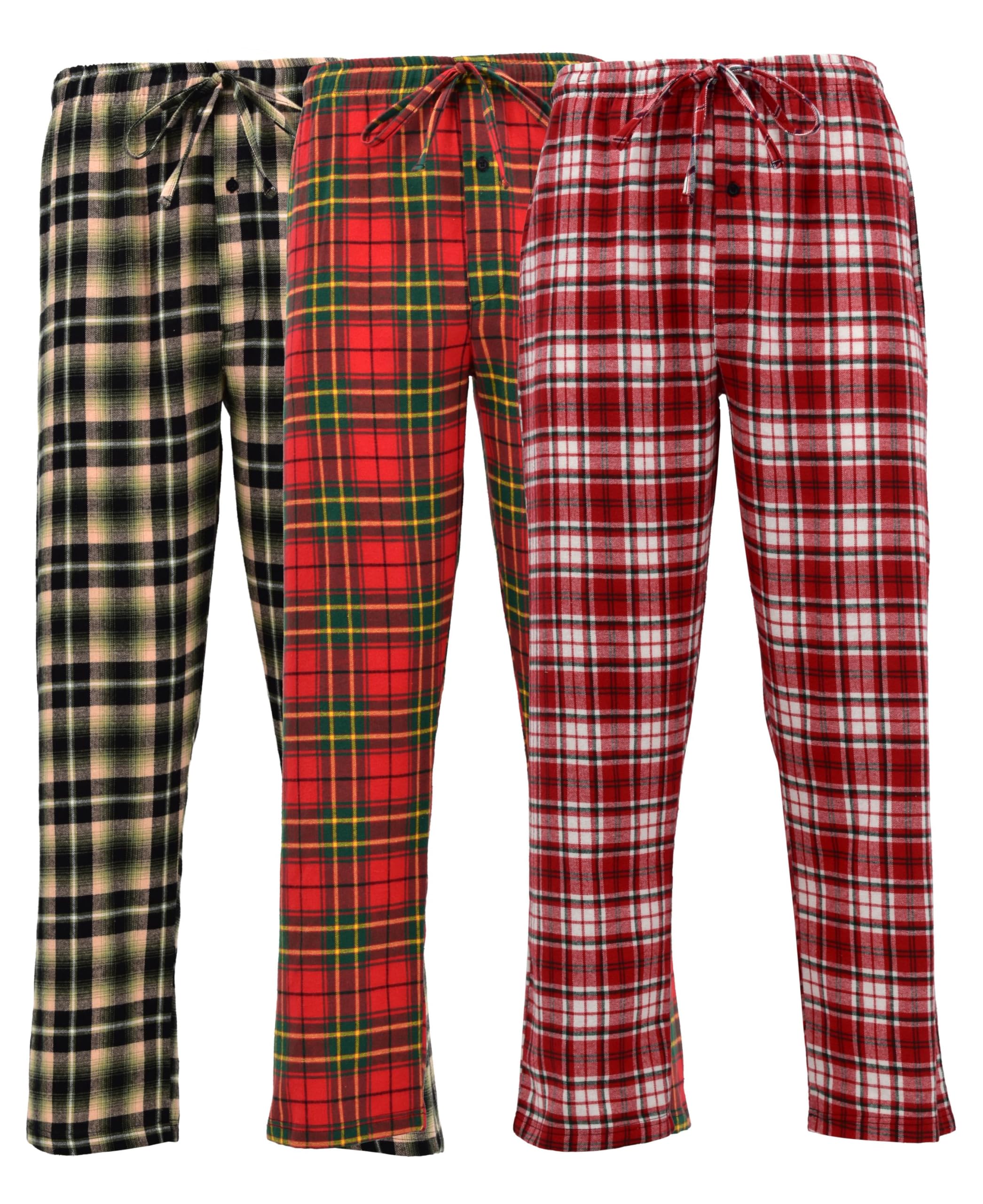 Andrew Scott Men's 3 Pack Cotton Flannel Fleece Brush Pajama Sleep & Lounge Pants