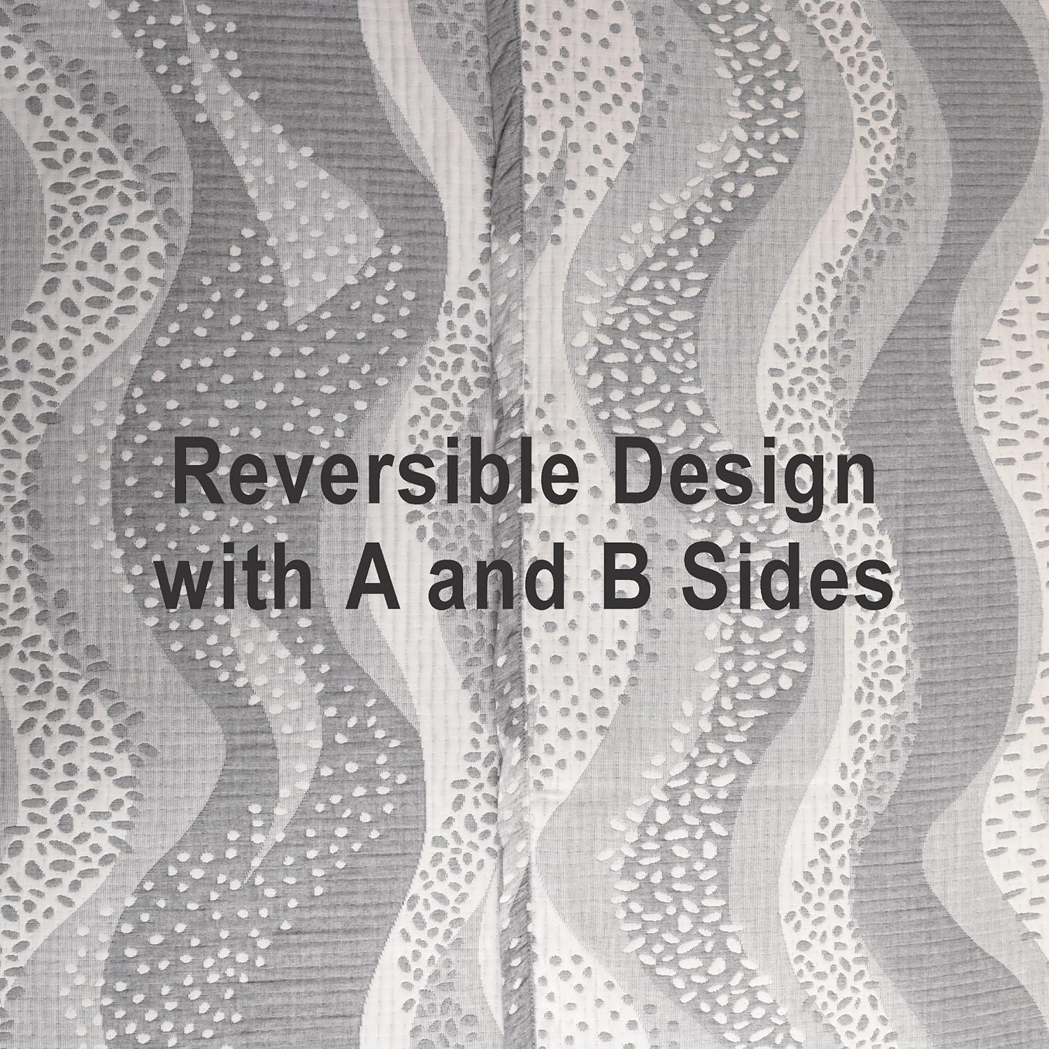 NTBAY 3 Layers Cotton Muslin 106x92 King Bed Blanket, Super Soft Breathable Thermal Yarn Dyed Quilt for Adults, Perfect Lightweight Blanket for Couch Sofa Bed All Seasons, Grey Wheat Waves - Image 9