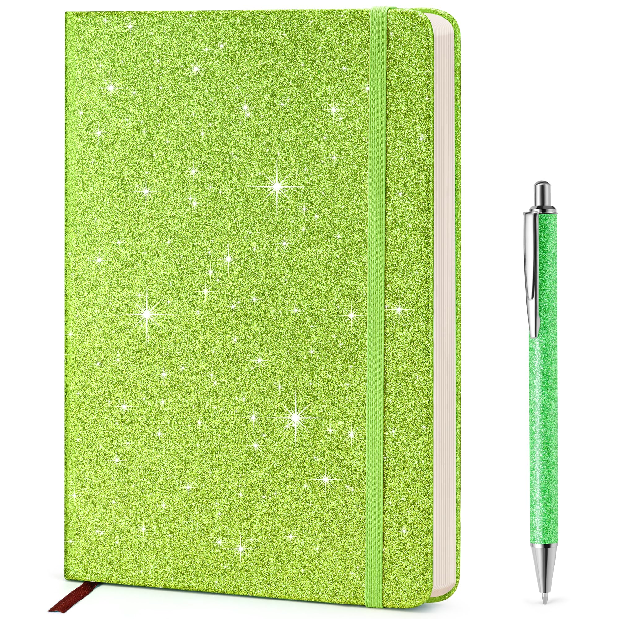 Green Glitter Journal for Girls, No-Shed Sparkle, Gifts for Kids & Teens