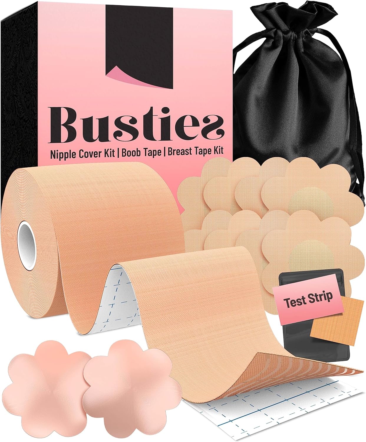 Busties Boob Tape Kit, Breast Tape Breathable Boobtape Bra Tape Body Tape for Large Breasts 1 Pack 2 Pack