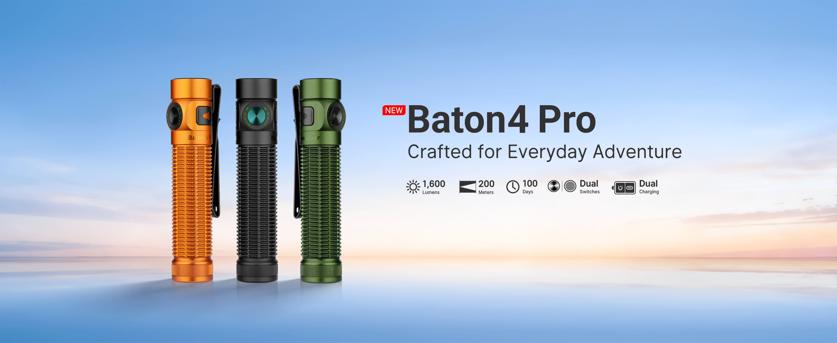 OLIGHT Baton4 Pro EDC Flashlight Rechargeable, 1600 Lumens Small