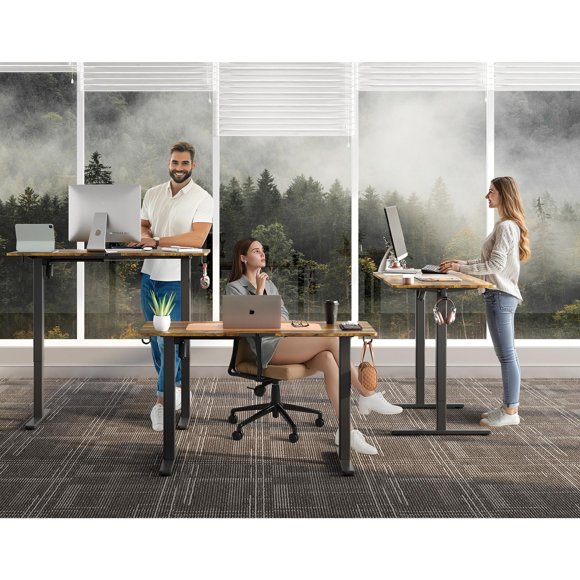 Electric Standing Desk 48x24 Inches Adjustable Height Stand up Desk Sit Stand Home Office Desk with Splice Board — view 2