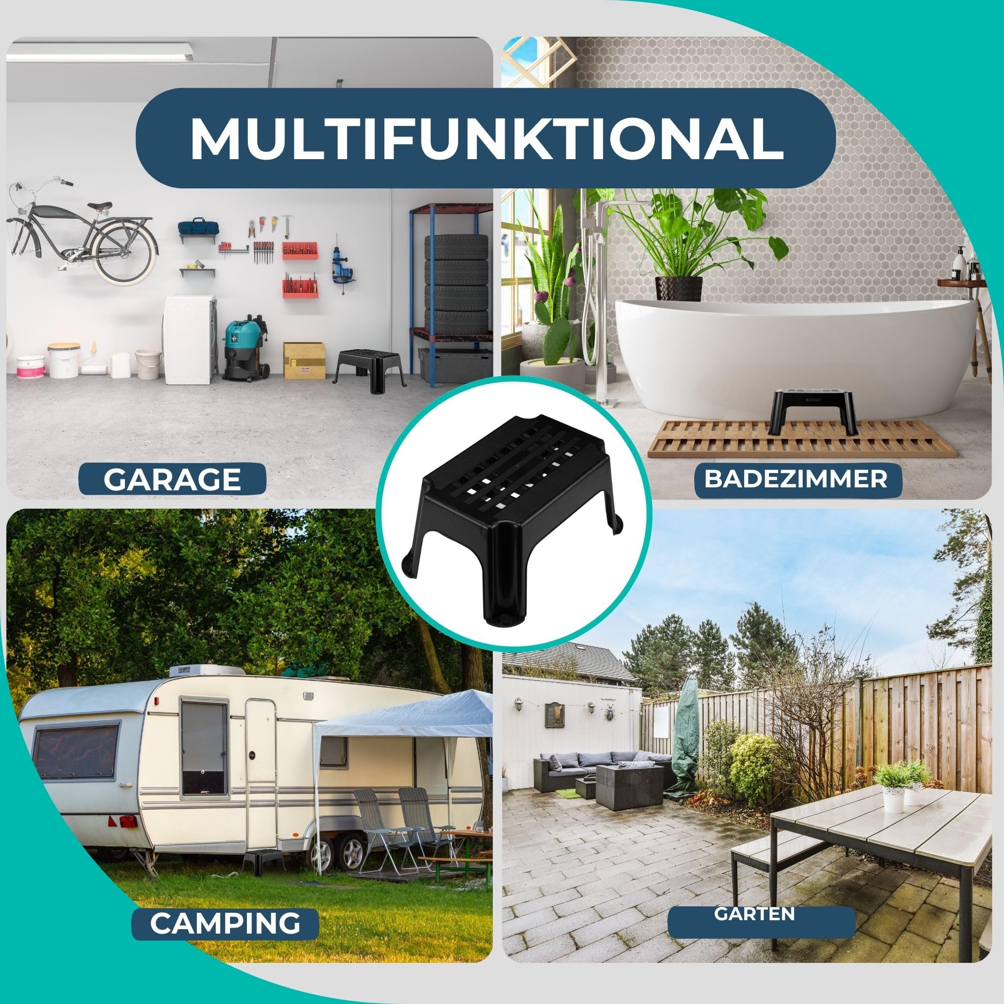 BUDDLEY Step Step (XL) – Taburete – Escalón para adultos – Niños – Escalón plegable – Baño – Camping – Caravana – Peso de 150 kg – Extra estable – Extra Grande