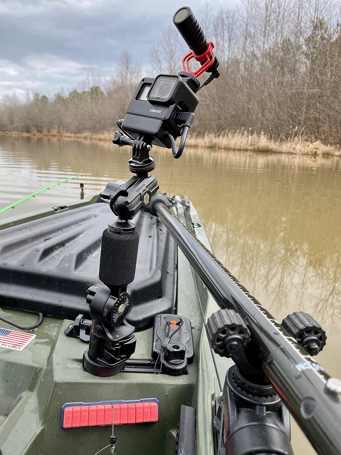 YakAttack PanFish Portrait Pro Camera Mount | 11.5" Track Mount with LockNLoad Base | GoPro & 1/4-20 Compatible | Rigid Lightweight Design | Made in USA