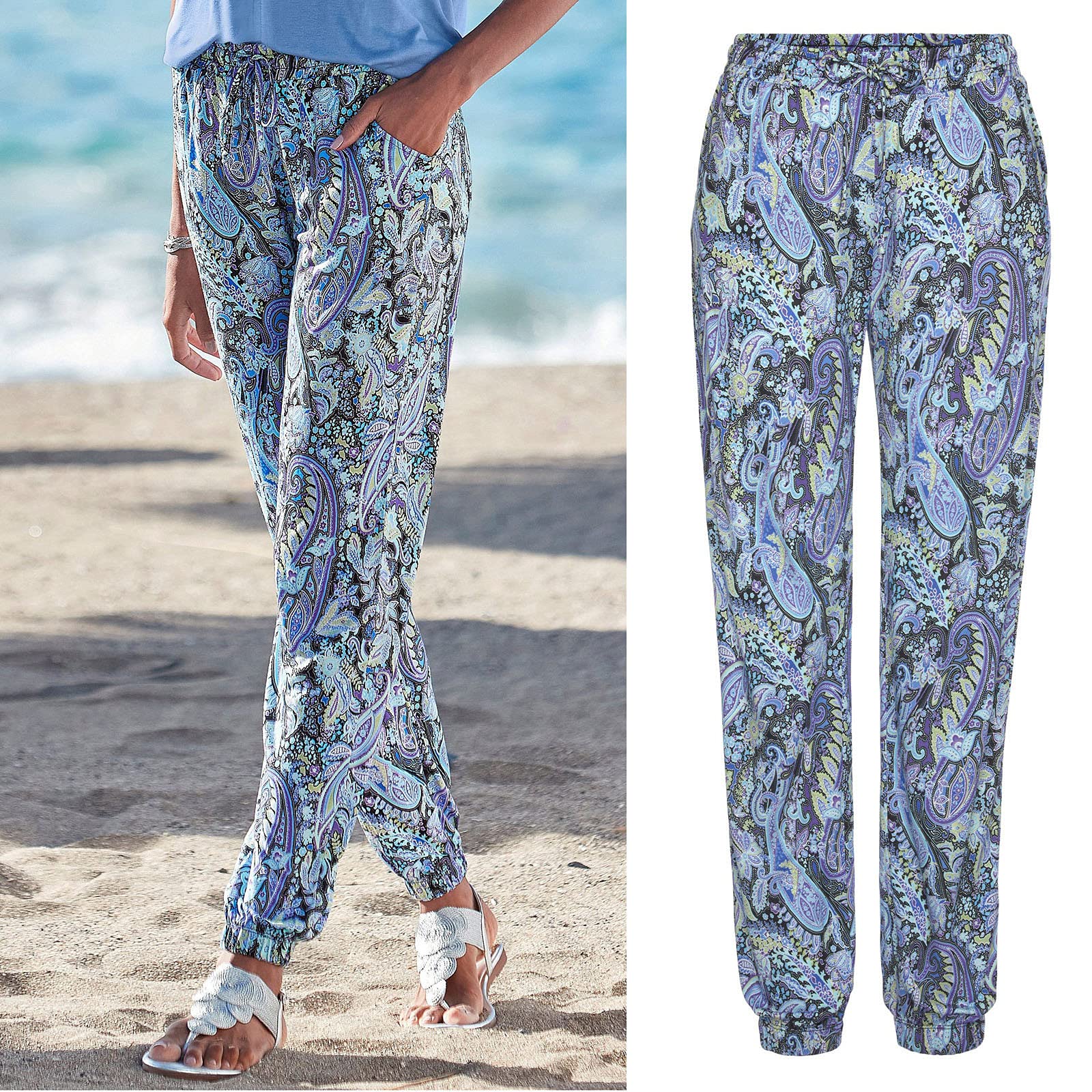 Générique Pantalon Leger Ete Femme Large Fluide Boheme Tenue Hippie De Plage Sarouel Yoga Jogging Ensemble Pilates Bouffant Pantalons Et Léger Rouge Grande Taille Thai
