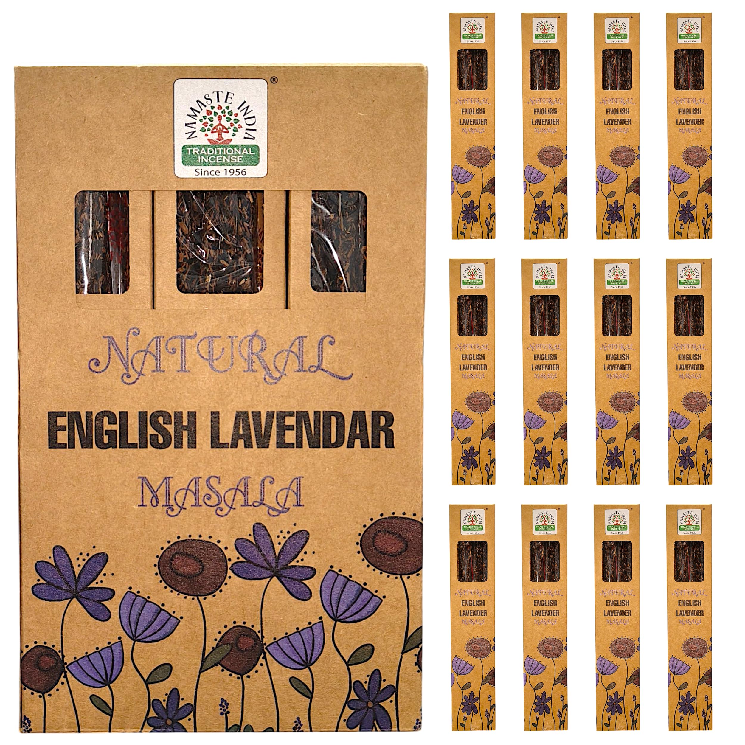 Encens Naturel English Lavanda Bio 600g Grande Boîte 12 Étuis 50g