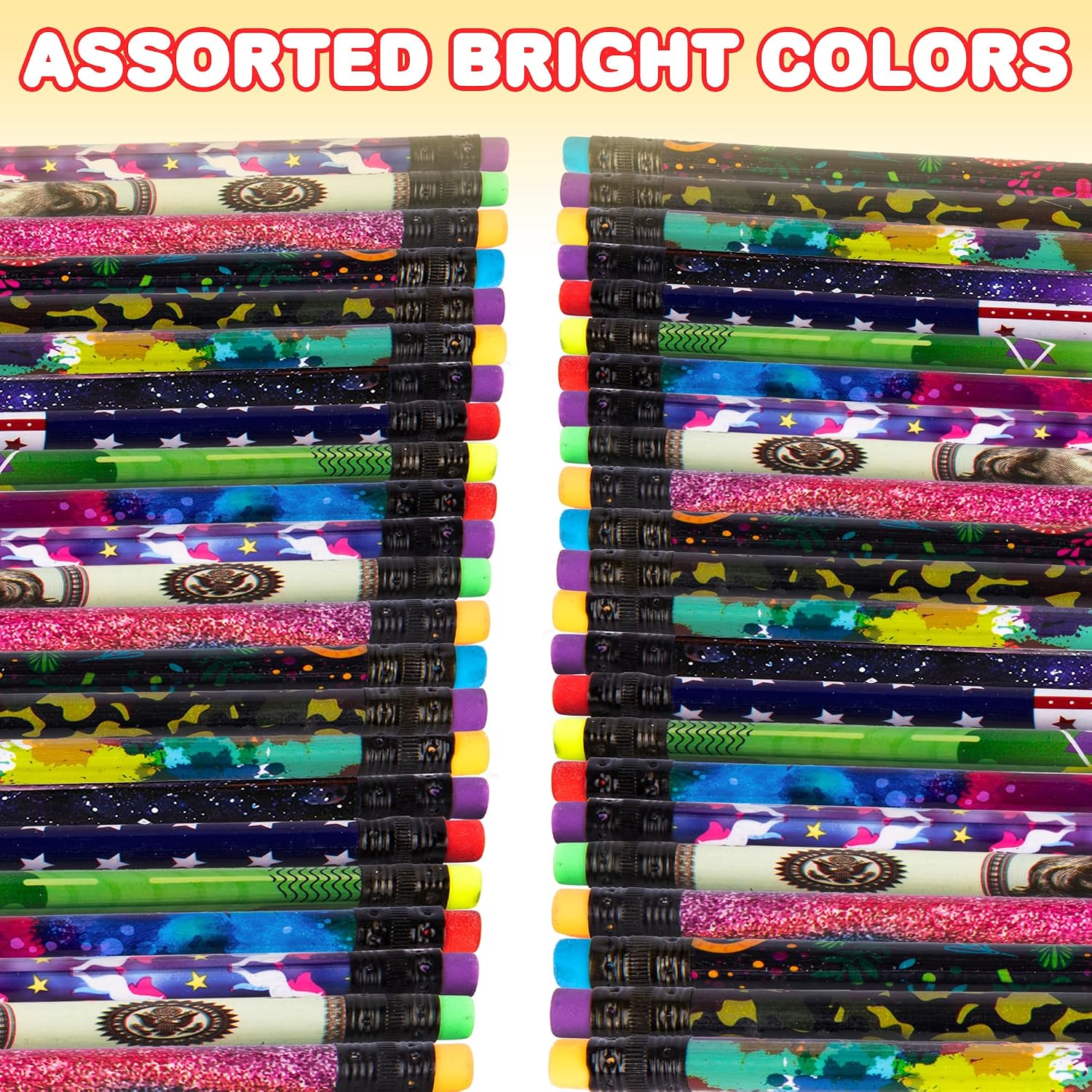 ArtCreativity Wooden Pencils for Kids With Eraser - 80 Count Assorted Number 2 Pencils, Fun Designs School Supplies - Bulk for Classroom - Great Party Favors