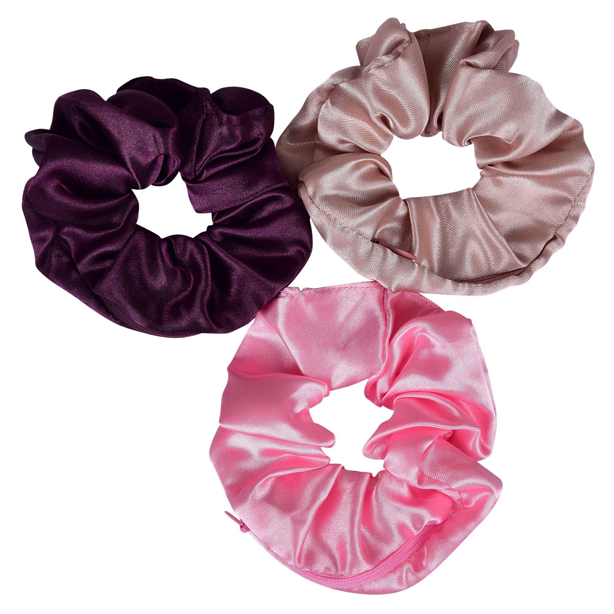 Nnr Satin Silk Scrunchies With Secret Zip Pocket Rubber Band For Girls And Women, Pack Of 3 Pcs - Multicolor 4 (B096VWVT2K) Amazon Price History, Amazon Price Tracker