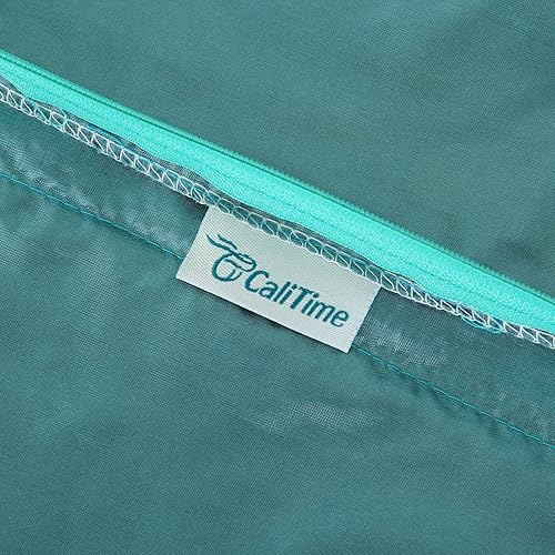 Miniatura 6 de CaliTime fundas de cojines decorativos para el sofá del hogar, 2 unidades, Poliéster & Mezcla de poliéster, Verde azulado, 18 x 18 pulgadas