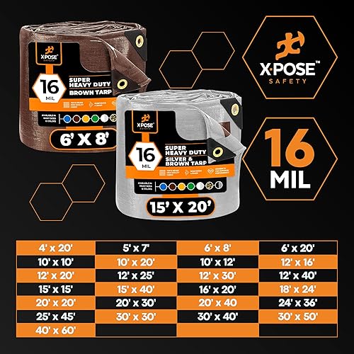 Miniatura 8 de Xpose Safety - Lona protectora de polietileno de 4 x 20 pies 16 mil o 04mm de grosor resistente y reforzada para evitar desgarros resistente a los
