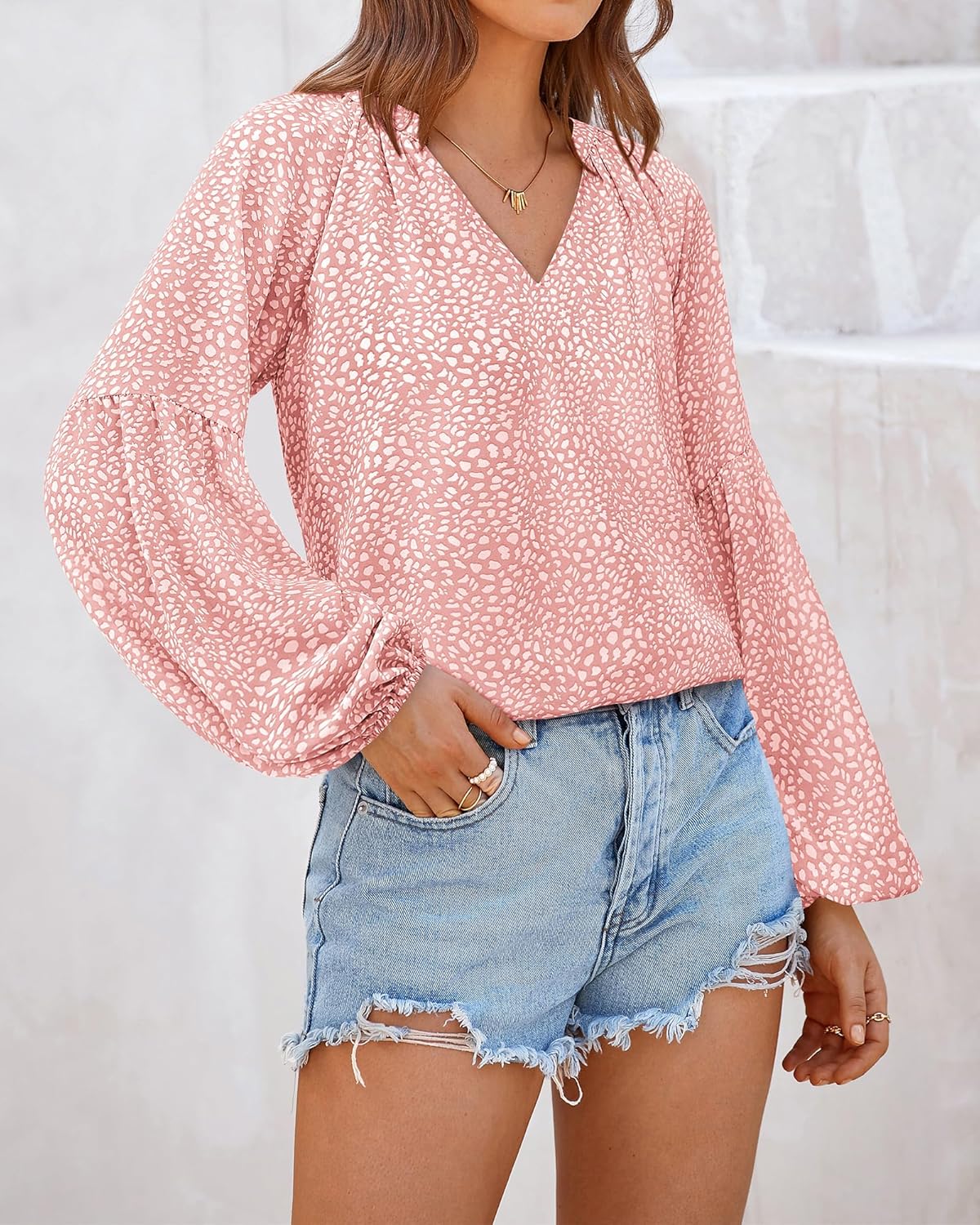 BTFBM Blouses for Women Dressy Casual Floral Summer Boho Tops V Neck Lightweight Long Sleeve Shirts Spring Clothes 2026 - Image 4