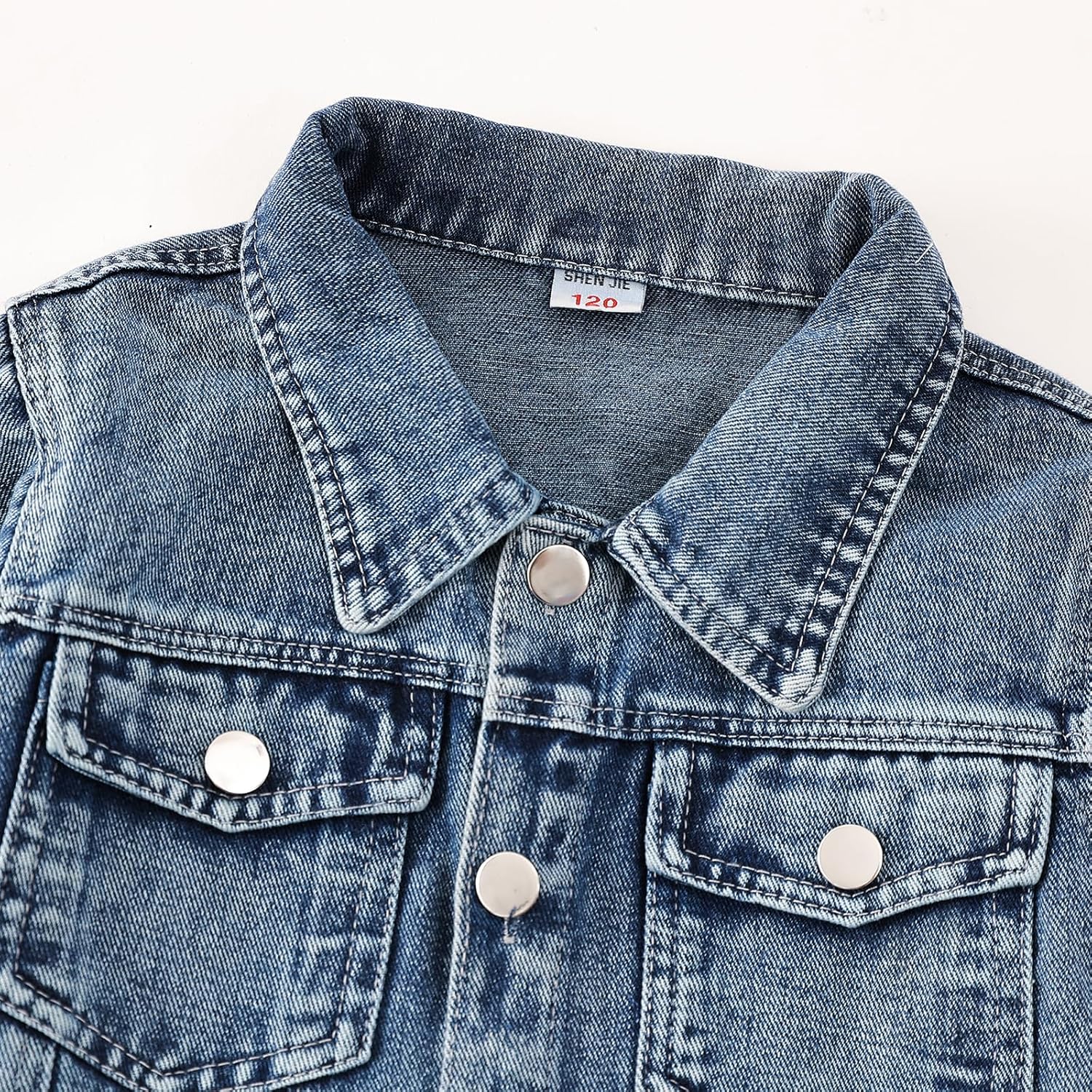 Girls Denim Jacket 3-10 Years, Cute Sequin Bunny Embroidered Jean Coat, Stretch Washed Long Sleeve Spring Outerwear - Image 4