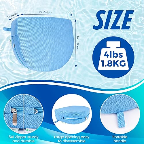 Miniatura 5 de Asiento elevador de bañera de hidromasaje con parte inferior antideslizante de micropuntos, cojín de asiento elevado de spa con funda de malla de