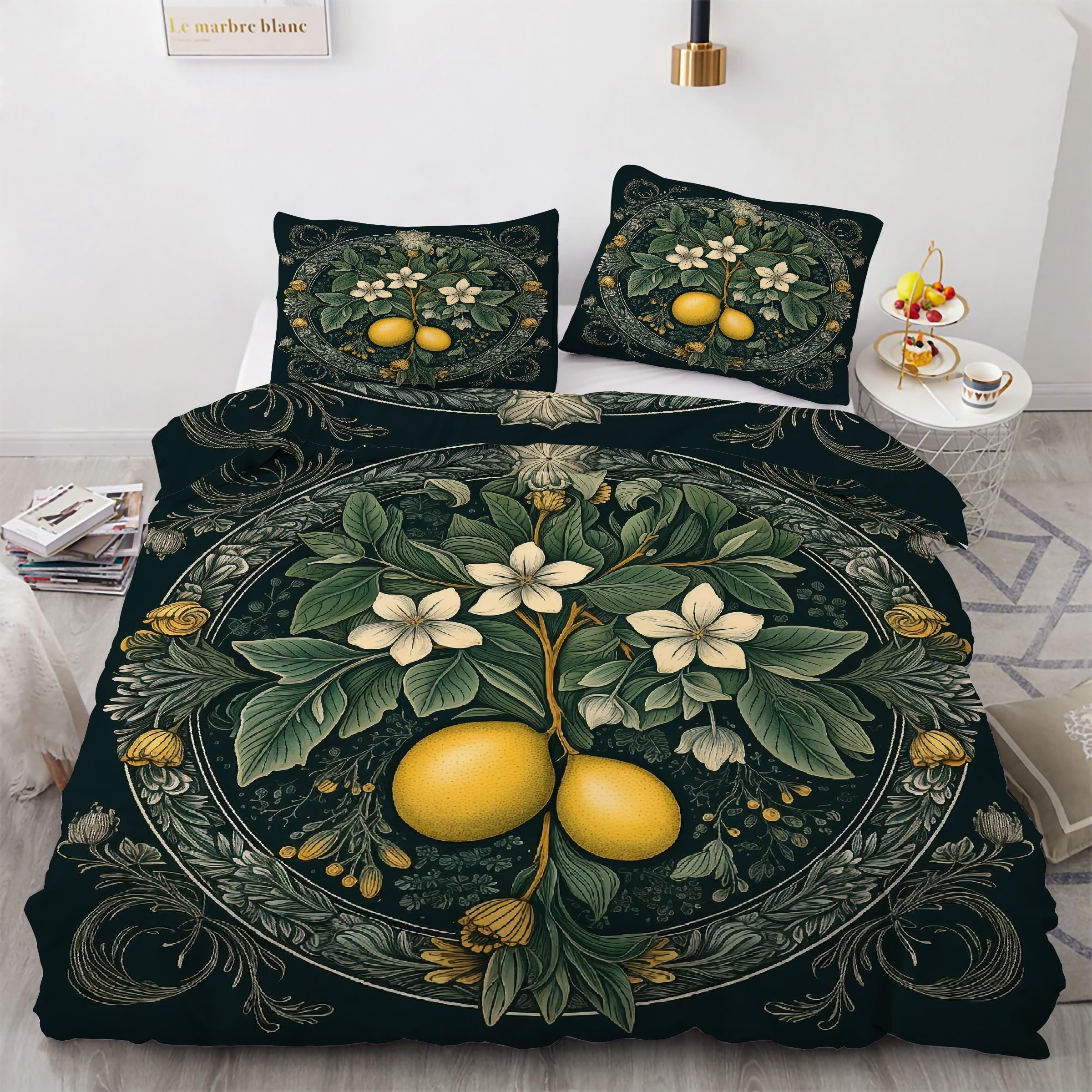 Housse de couette 160x200 citron pour un lit double frais et facile à border