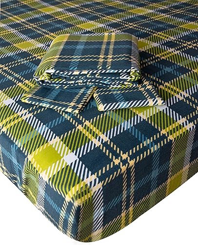 Miniatura 7 de Juego de sábanas de franela pesada de algodón turco de 6.35 ozm (cuadros 4, Queen)