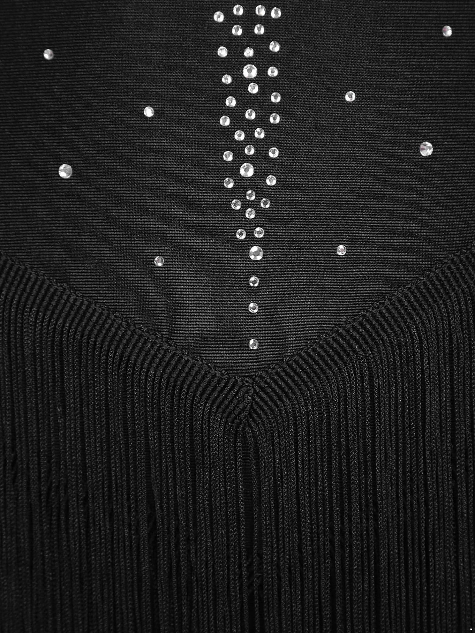 Body da donna Pattinaggio Artistico Stringato Strass con Guanti Vestito Vestito Danza Latina Costume Ginnastica Leotard Body