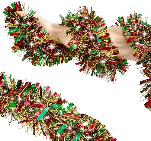 Guirnalda de Navidad de oropel de 50 pies, guirnalda metálica giratoria, oropel colgante brillante para árbol de Navidad, suministros de fiesta en