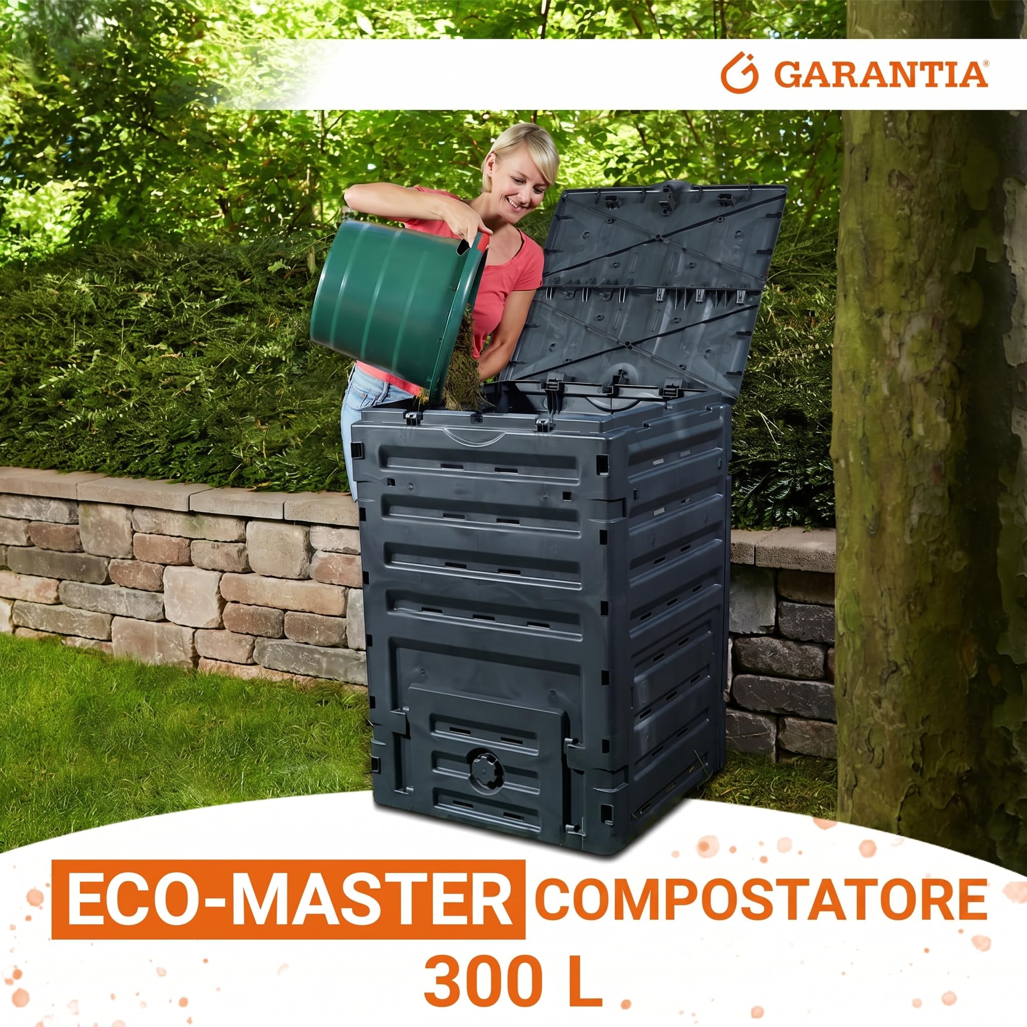 GARANTIA ECO-MASTER compostiera in plastica 300 litri nero