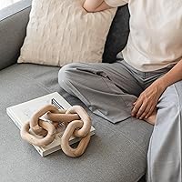 Vista 8 de Book Shelf Decor Items - Acacia Wood Chain Link Decor, Coffee Table Accessories, Bookshelf Decors, Sculpture for Shelves, Wooden Decorative Objects