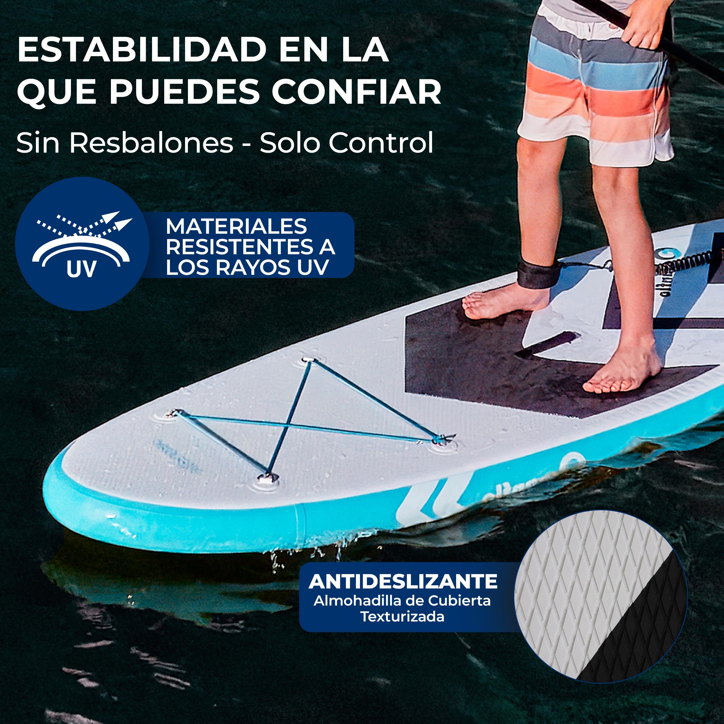 SereneLife Tabla Paddle Surf Inflable para Niños 2.36m, Sup con Bomba, Remo Ajustable, Mochila, Diseño Estable de 76cm y Almohadilla EVA Antideslizante, Apto para 5+ años, Capacidad 90.72kg