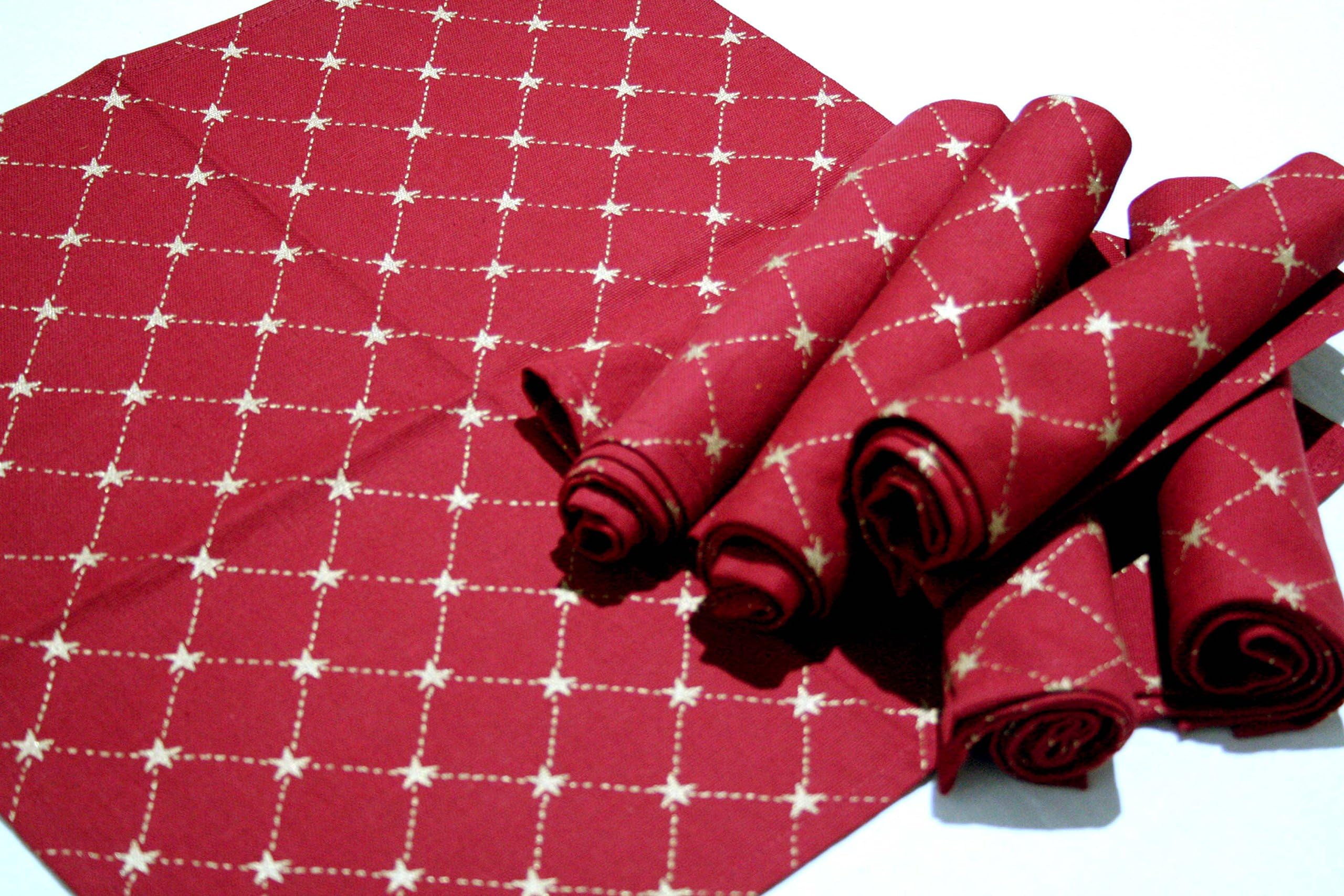 perfect for Festive Season Red Jubilee Table Fine Quality Durable Long Life Easy Wash Cotton Printed Napkin Set from Raghuraj Lifestyle (100%Cotton) Perfect for Dining Table (Set of 6 Pcs) 40 * 40 cm 16 * 16 inches