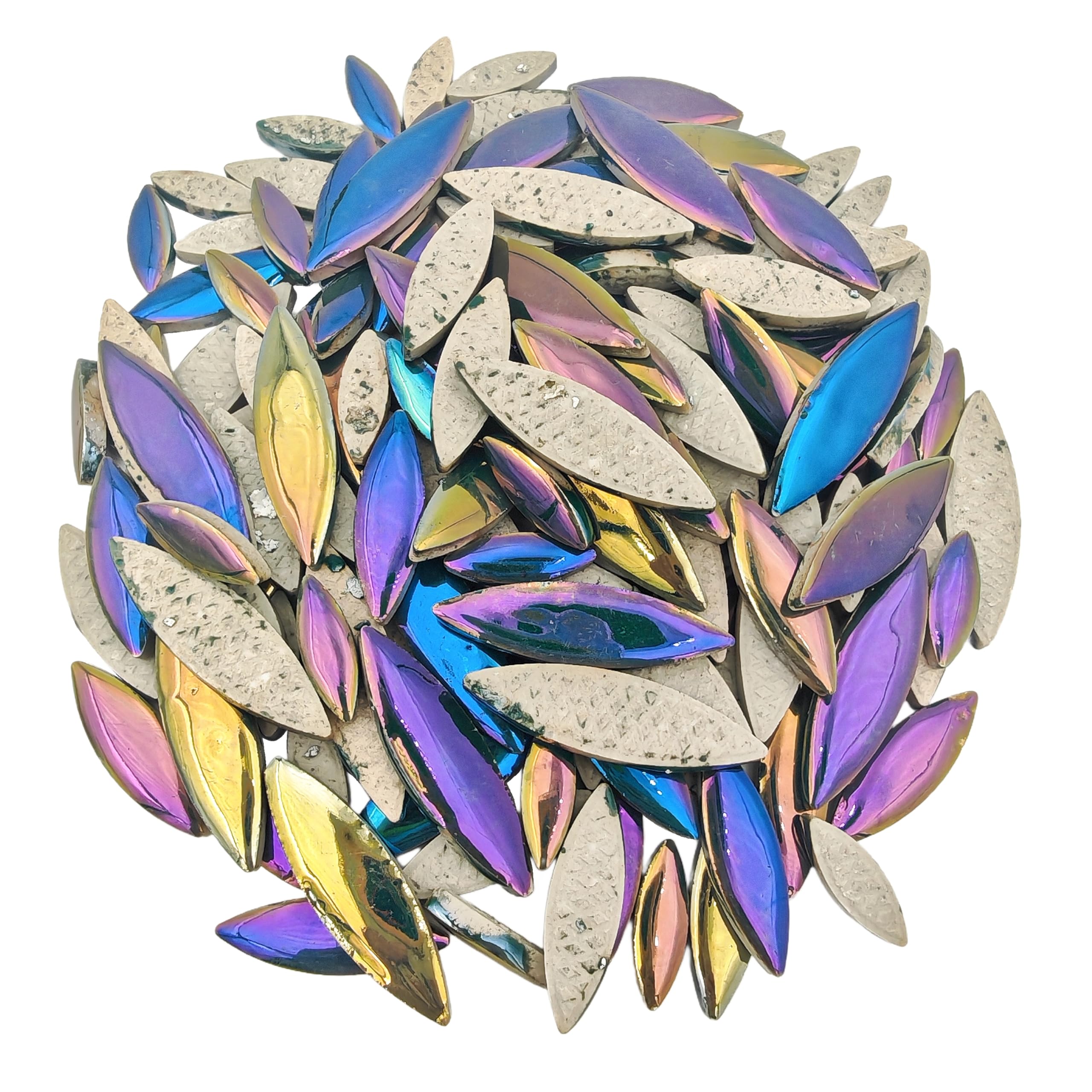 Mosaico in ceramica a forma di petalo di salice, 500 g, pezzi irregolari per decorazione domestica o artigianato fai da te, forniture per la creazione di mosaici. (verde pavone iridescente)