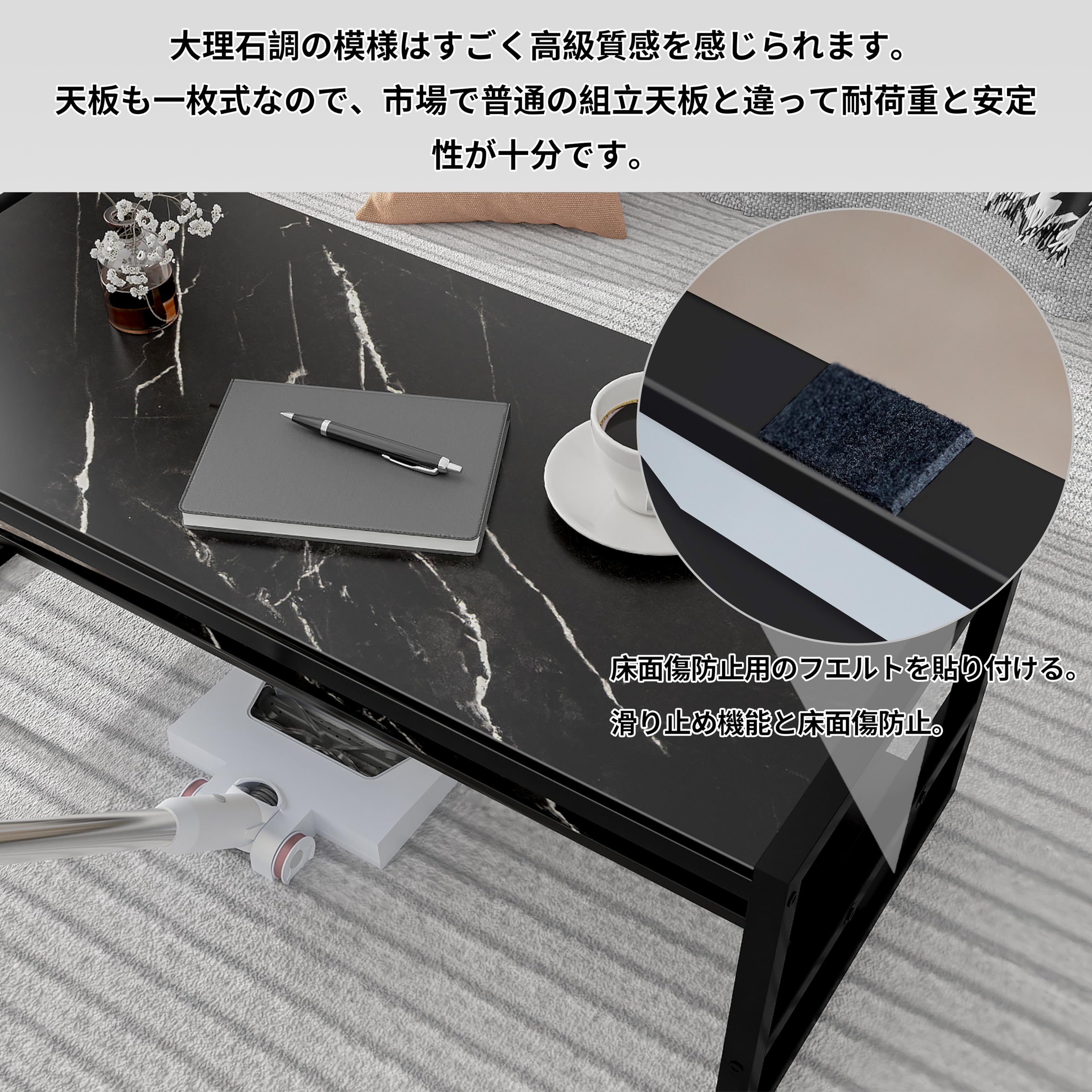 Amazon.co.jp: LunarLight ローテーブル 幅100奥行45高さ38cm 可動棚