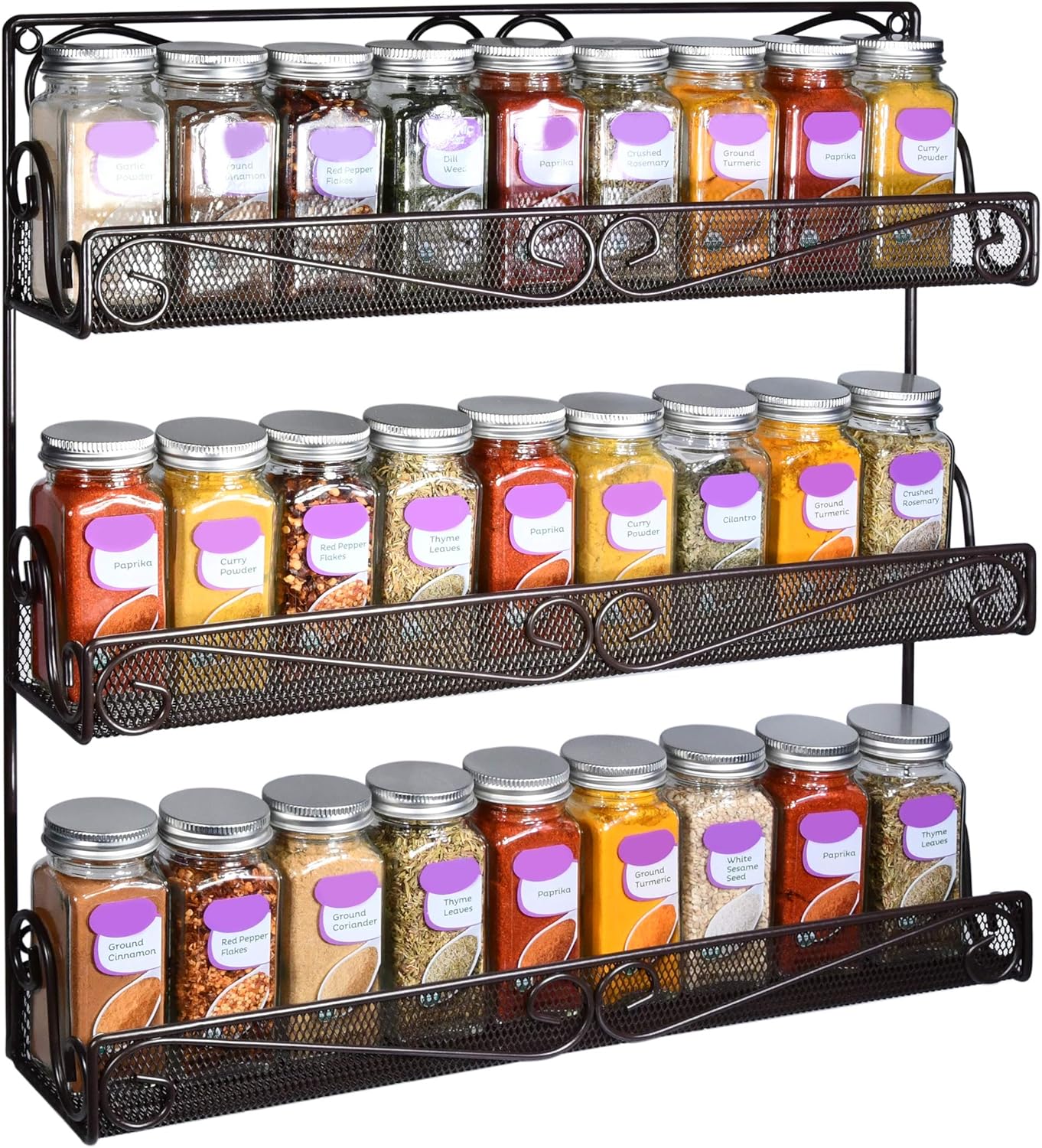 AMT 3 Tier Nail Rack, Pack Metal Wall Mount Organizer, Essential Oils Organizer, Pantry Cabinet Door Shelf Storage.Hanging Display for Spice Jars, Sauces, Cosmetic Beauty Bottles