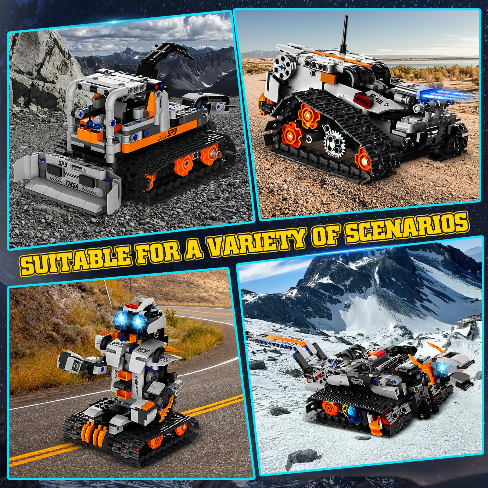 YOOHBERRYS Technic Robot dla dzieci, 5 w 1 Programowalny zestaw do budowy robota z aplikacją i pilotem zdalnego sterowania, kreatywny prezent edukacyjny dla chłopców i dziewcząt w wieku 8 lat (szary)