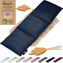 Wheat Bags Microwavable, Dark Blue, 3-Chamber Heating Pad for Pain Relief | Qomfor microwave heat pad / warming pillow, heat pack for neck, shoulders & period cramps, reusable hot & cold therapy bag