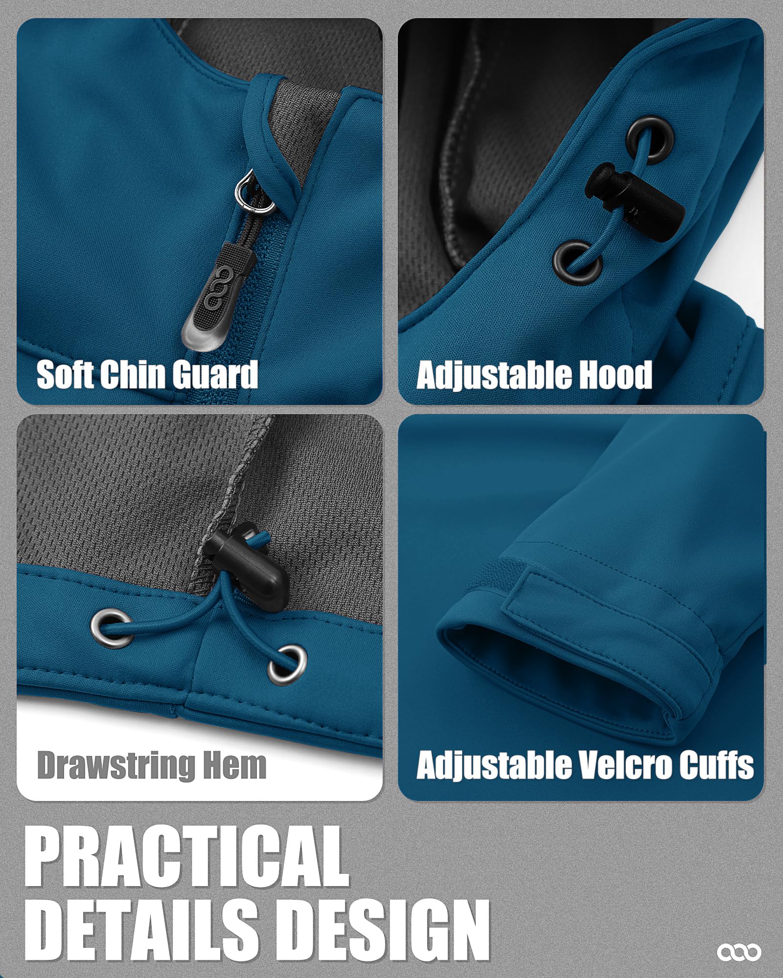 33,000ft Veste softshell pour homme - Imperméable et coupe-vent - Veste fonctionnelle respirante - Veste de cyclisme légère avec capuche - Sans doublure en polaire