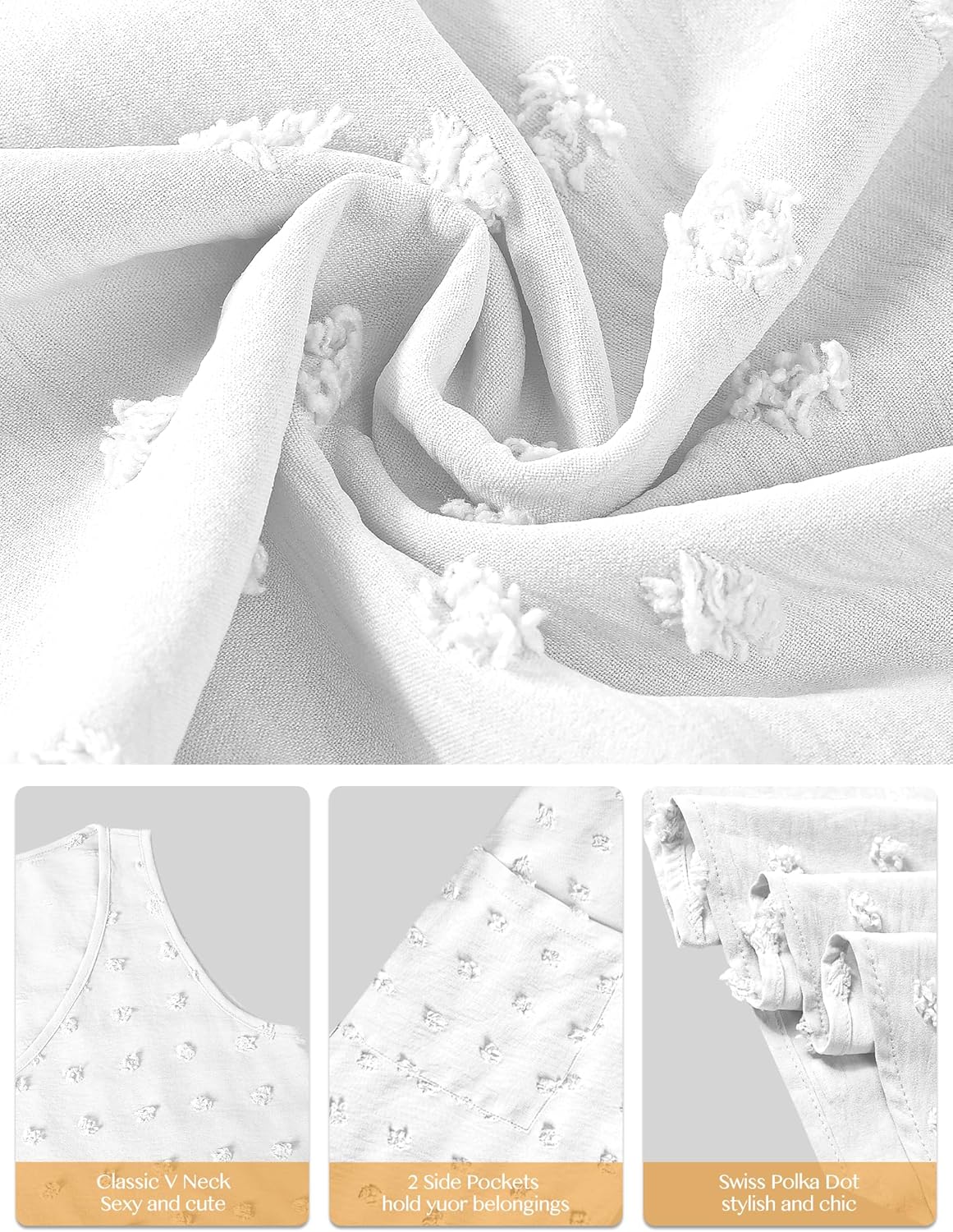 Buauty Womens Casual Sun Dresses Summer Swimsuit Swiss Polka Dot Beach Cover Up Sleeveless V Neck Tank Dress 2026 Vacation - Image 3